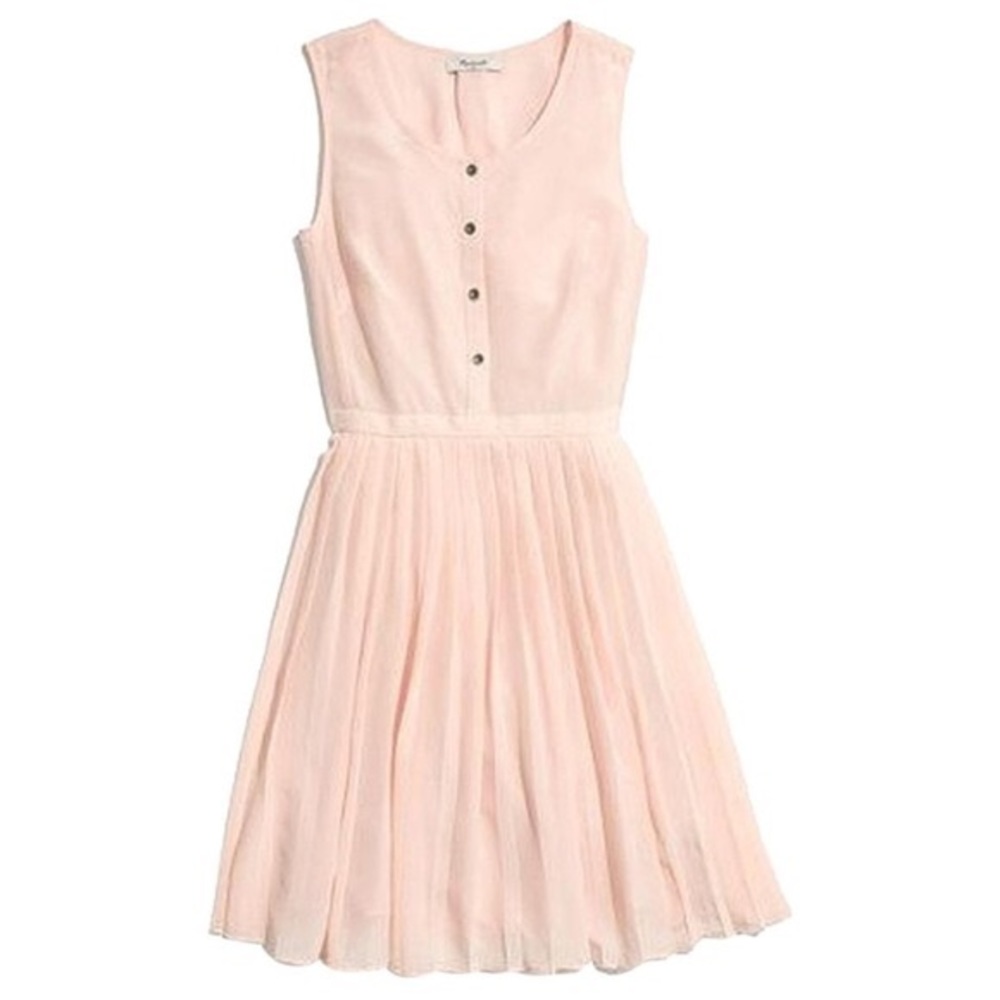 Madewell Pink Silk Pleated Shirt Dress Style 06159